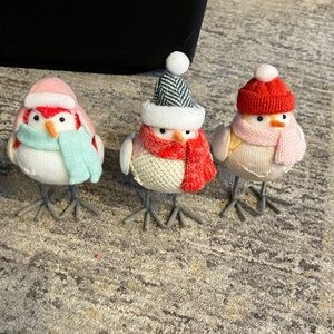 Target Festive Bird Figurines with Hats and Scarves - Red, Pink, Green